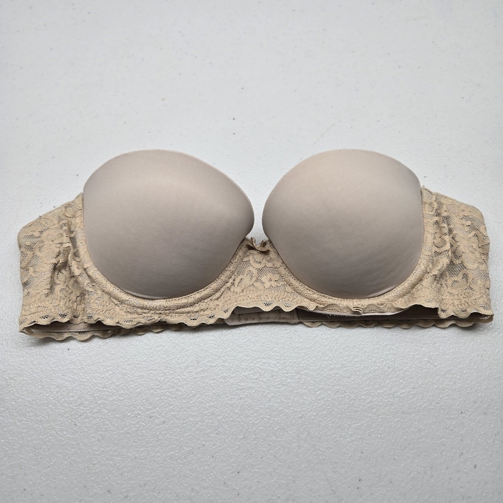 Aerie Women Bra 34A Beige Strapless Multi Way Underwired Lace Padded READ